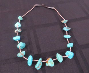 Native Vintage Turquoise Heishi Nugget Necklace