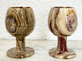 A Pair Of Onyx Wine Goblets