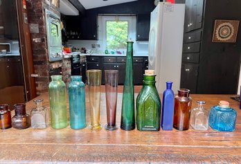 Collection Of Colored Vases & Bottles