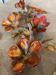 Mid Century Metal Flower Sprig Wall Hanging - 1970