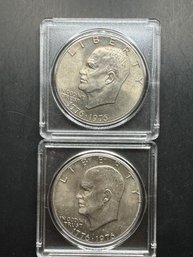 2 Eisenhower Dollars 1976, 1976-D