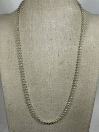 Fine Sterling Silver Beaded Necklace 20' Long