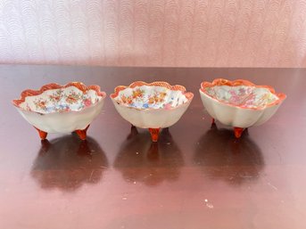 Vintage Japan Geisha Girls In Kimonos Scalloped Bowls Hand Painted Set Of 3