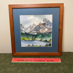 Mountain Lake Watercolor Brainard Lake By Mary Balle 14x14 Lovely Wood Frame Matte Glass