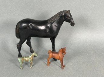 Wooden And Cast Iron Horse Figures