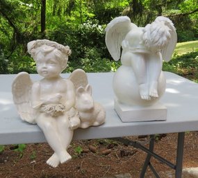 Pair Of Cherubic Angels, One With A Bunny The Other Face Down Sound Asleep On A Book!