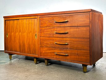 A Vintage Mid Century Modern Mahogany Veneer Console Cabinet