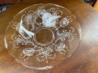 Heisey Orchid Etched Swirl Centerpiece Bowl