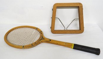 Vintage Coronet Wooden Tennis Racket W/Head Frame Press