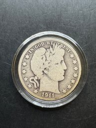 1911 Silver Barber Half Dollar