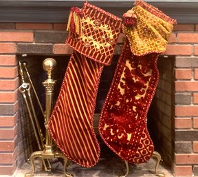 Pair Of Lavish Over-Sized Decorative Christmas Stockings