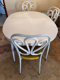 Mid Century Round White Dining Table With 3 Bistro Chairs