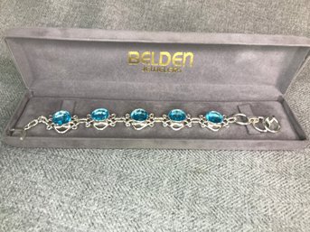 Fantastic 925 / Sterling Silver And Aquamarine Bracelet - Very Pretty Piece - BRAND NEW - NEVER WORN - NICE !