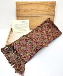 New In Box Tatsumura Textile Company Brocade Scarf In Wood Gift Box, Japan