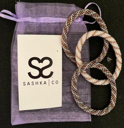 Jewelry Lot - Sashka Co Woven Bracelets (3) - Hand Crocheted Bead - Kathmandu Valley Nepal - New In Bag