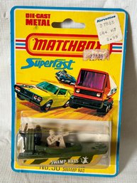 Rare Vintage 1975 MATCHBOX SUPERFAST SWAMP RAT Military Marsh Hovercraft- Mint On Card