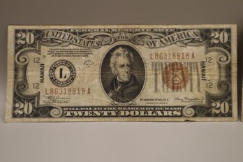 1934-A Twenty Dollar And Ten Dollar Hawaii Bills