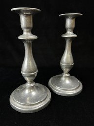 Tall Vintage Pewter Candlesticks