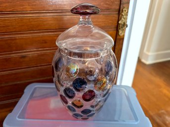 Multi Colored Thumb Print Jar