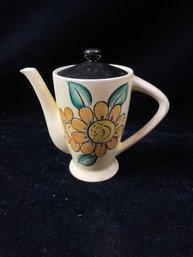 Vintage Sunflower Coffee Tea Pot Yellow Black Lid