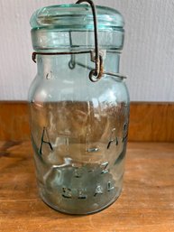 Vintage Atlas E-Z Seal Teal Glass Jar