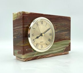 Vintage Solid Alabaster Table/Desk Clock