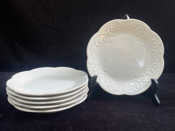 Lenox French Perle Pale Ivory Stoneware 8' Plates - Set Of 6