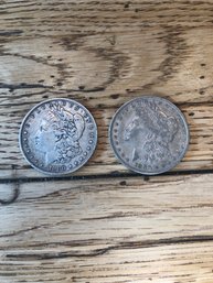 2 - 1880 Morgan Silver Dollar Coins.  L39