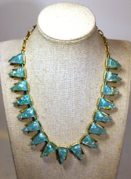 Signed Coro 1960s Plastic Gold Tone Costume Necklace