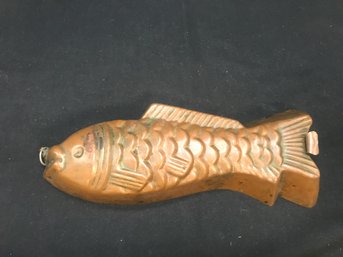 Vintage Copper Tin Lined Fish Shaped Mold - Jelly, Cake, Wall Hanging Decoration 12'L