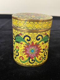 Antique Chinese Cloisonne Enamel Yellow Covered Box