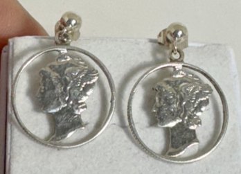 US MERCURY DIME SILVER CUT OUT DANGLE EARRINGS