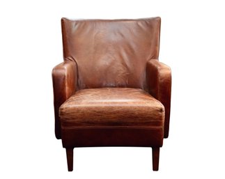 Drake Distressed Leather Club Chair With Matching Lumbar Pillow