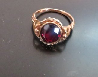 10k Gold Filled Ring With Ruby Color Stone