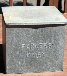 Vintage Parker Farms Metal Milk Dairy Box/Container 12' X 12' X 13.5'