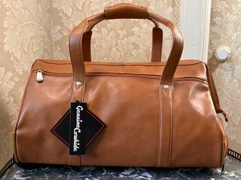 A Vintage Cowhide Rolling Duffel Bag