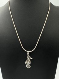 Amazing Sterling Silver & Articulating Seahorse Pendant Necklace