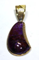 Large Sterling Silver W Purple Stone Pendant