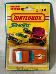 Rare 1974 MATCHBOX SUPERFAST MONTVERDI HAI Orange Race Car- Mint On Card