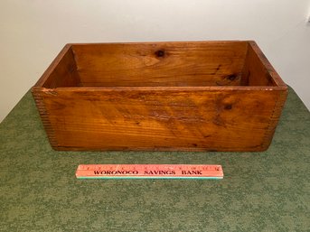 Antique Dovetail Wood Crate Box 10wX20dX7h