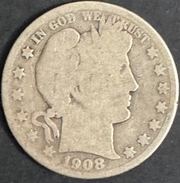 1908-D Barber Silver Half Dollar