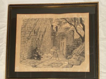 Safad Signed Emanuel Schary Numbered 65/100 Lithograph 25x21 Matted Framed