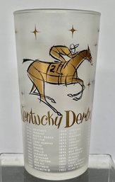 1957 83rd Kentucky Derby Frosted Glass Churchill Downs Winners Glass 1875-1956