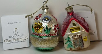 2 Rodentaler Glas-Schmuck German Christmas Ornaments