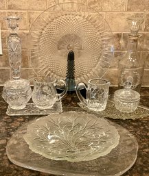 11 Pieces Of Beautiful Cut Glass Serving Pieces