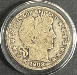 1908-O Barber Silver Half Dollar