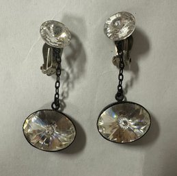 Set Of Lewis Segal California Dangle Clip On Crystal Ear Rings.