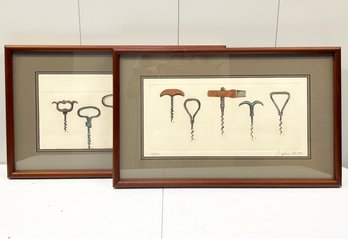 A Pair Of Corkscrew Themed Lithographs - Artist Signed