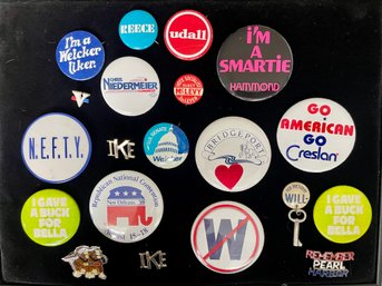 Variety Of Political Buttons And Pins