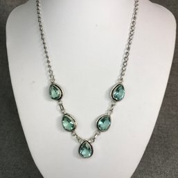 Very Pretty 925 / Sterling Silver Necklace With Pale Blue Tourmaline - Brand New - Never Worn - NEW !